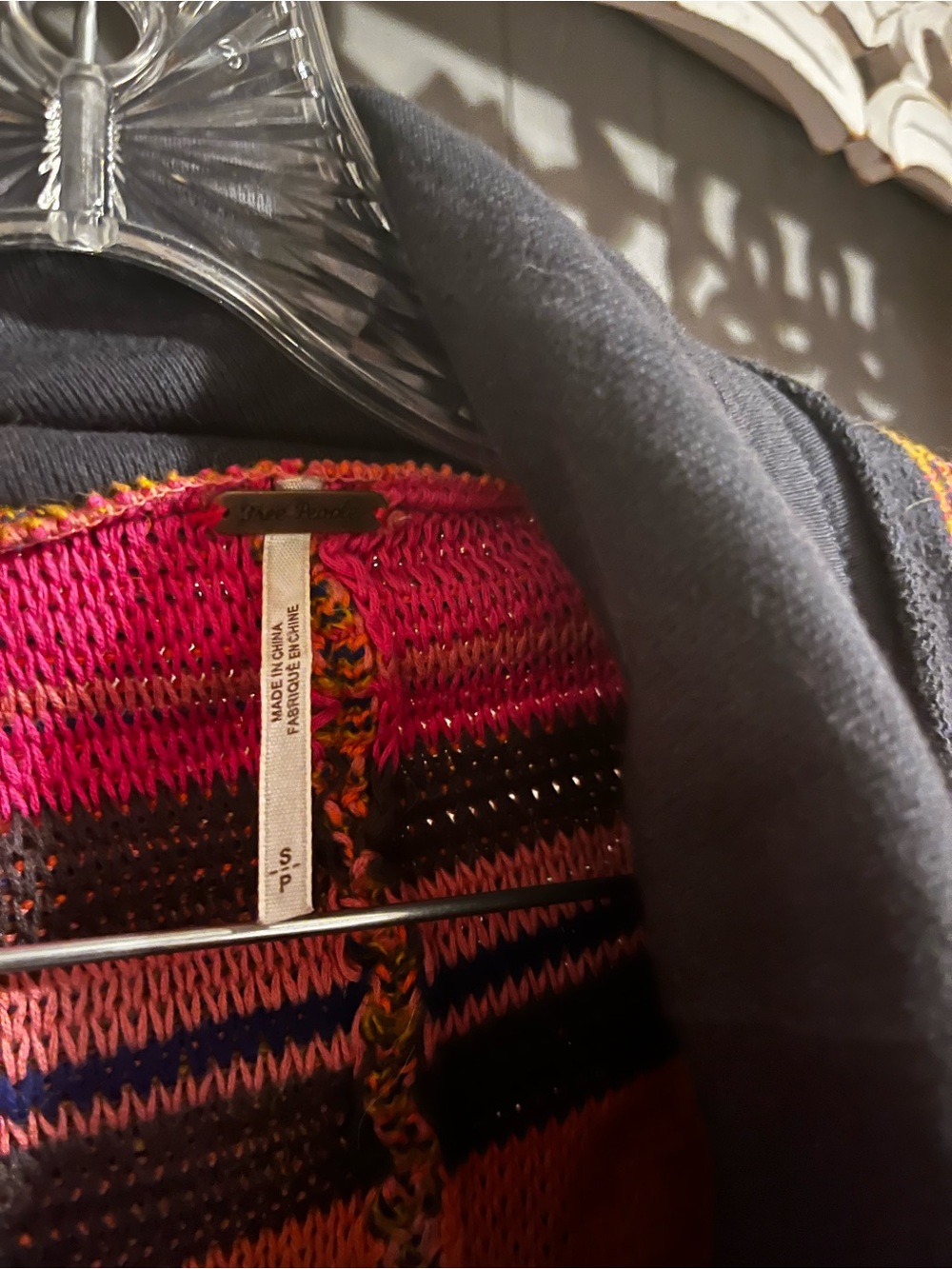 Free People Catch A Smile striped cropped sweater sunset colorway - Picture 3 of 5